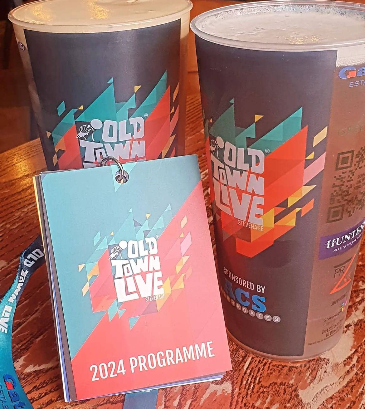 Full colour printed pint cups at an event