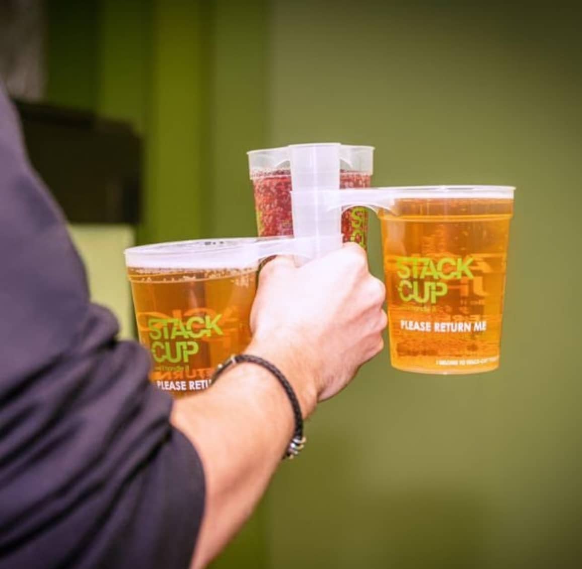 Stacks of printed reusable cups ready to ship
