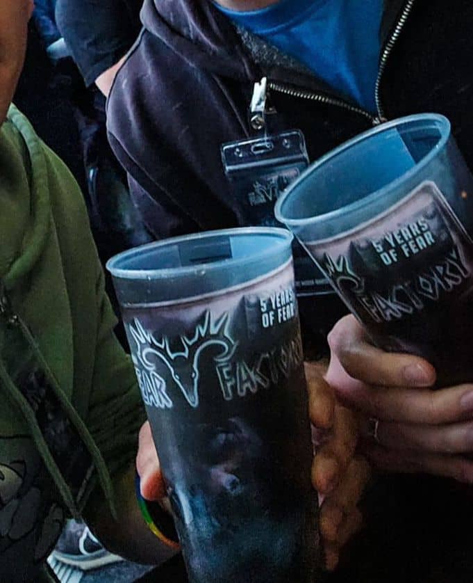 Printed cups in use at a UK festival bar